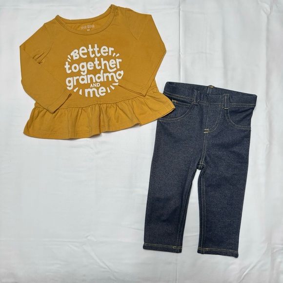 ❤️4 for $20❤️ Baby Girl Okie Dokie Shirt & First Impressions leggings 6-9 & 9M - Picture 2 of 8